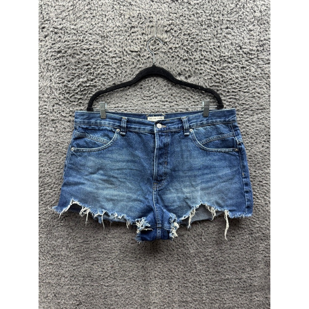 We‎ The Free Now Or Never Button-Fly Denim Cut-Off Shorts Blue Womens Size 33